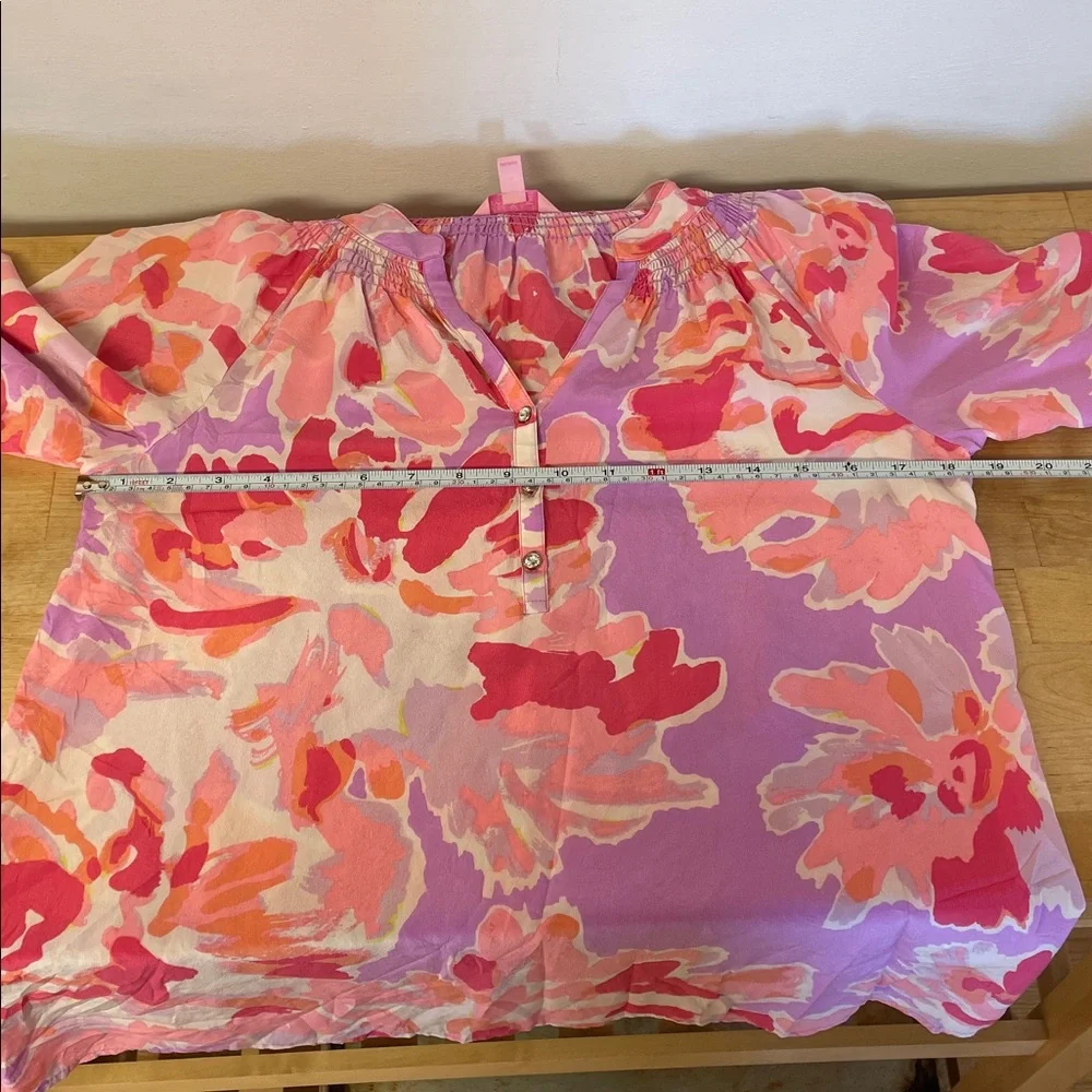 Lilly Pulitzer Elsa Silk Pink Floral Blouse women’s size S - Picture 9 of 13